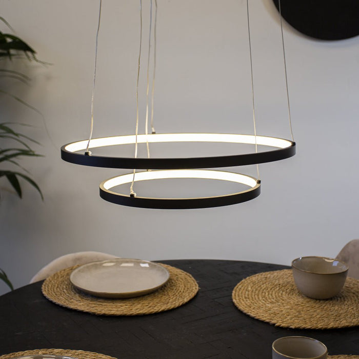 dimehouse Ringlamp Hanglamp Elaine Metaal Zwart Cirkel 2 Ringen