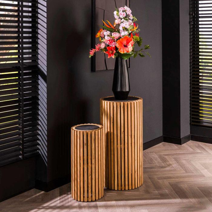 dimehouse Ronde bijzettafel set van 2 Taylor leisteen acaciahout