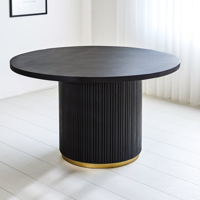 Dimehouse Ronde Eettafel Zwart Elora Mangohout Met Gouden Detail