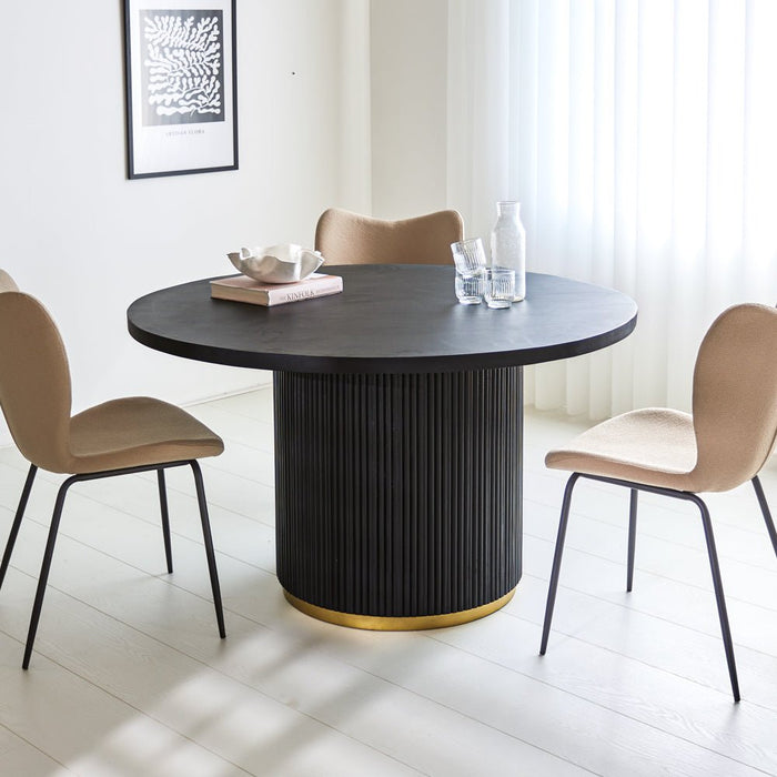 dimehouse Ronde Eettafel Zwart Elora Mangohout met Gouden Detail