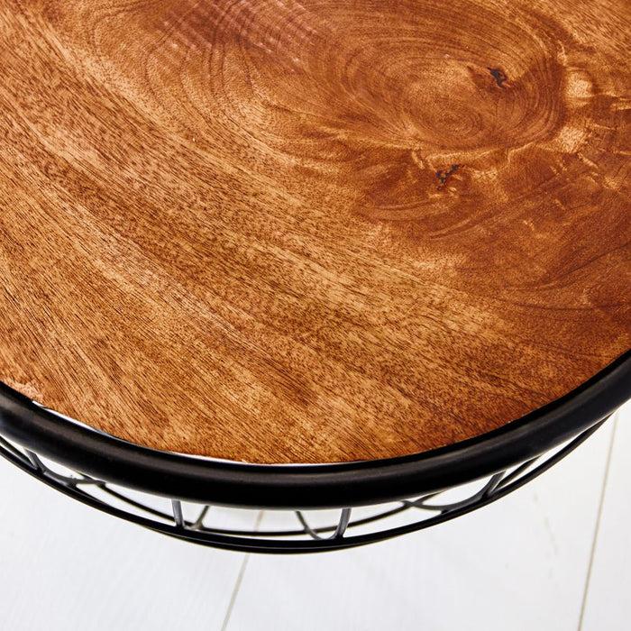 Dimehouse Ronde Industriële Salontafel Set Van 2 Massief Mangohout Mace Ø77/Ø52