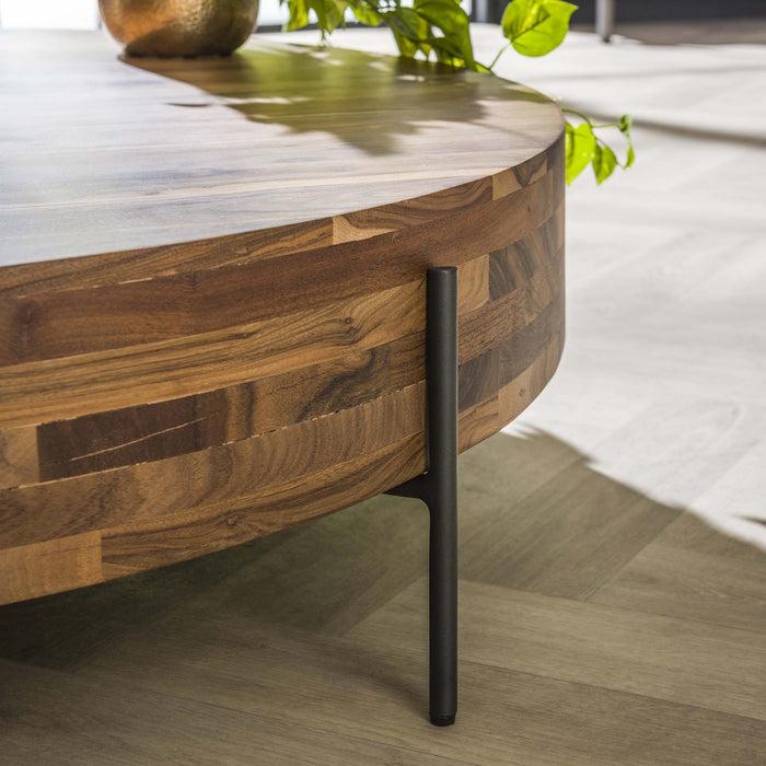 Dimehouse Ronde Salontafel Daya Massief Saja Natural Notenhout Ø120 Cm