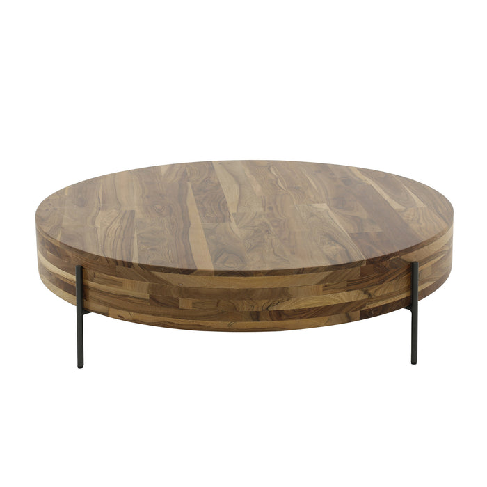 Dimehouse Ronde Salontafel Daya Massief Saja Natural Notenhout Ø120 Cm