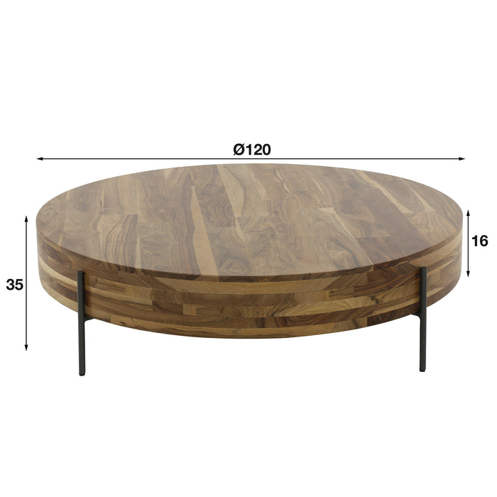 Dimehouse Ronde Salontafel Daya Massief Saja Natural Notenhout Ø120 Cm
