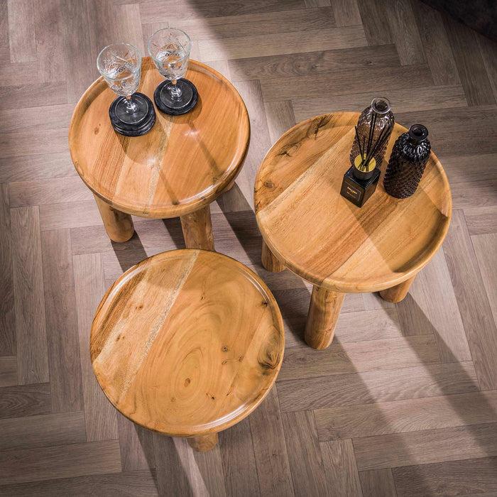 Dimehouse Ronde Salontafel Set Van 3 Rex Massief Acaciahout