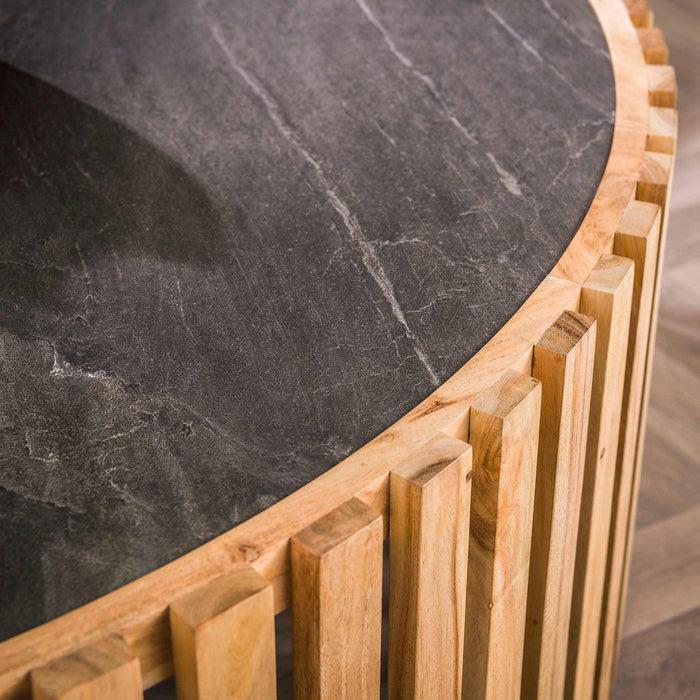 Dimehouse Ronde Salontafel Taylor Leisteen Acaciahout 120 Cm