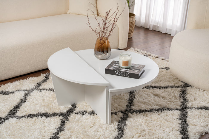 Dimehouse Ronde Salontafel Wit 85 Cm Marmer Look Melamine Orin