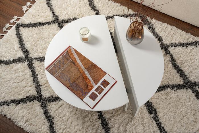 Dimehouse Ronde Salontafel Wit 85 Cm Marmer Look Melamine Orin