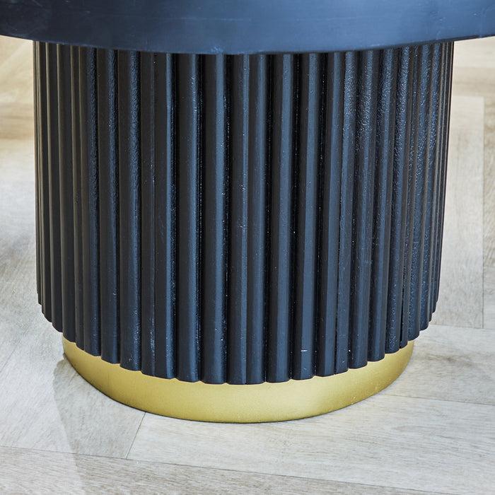 Dimehouse Ronde Salontafel Zwart Elora Mangohout Met Gouden Detail Ø60 Cm