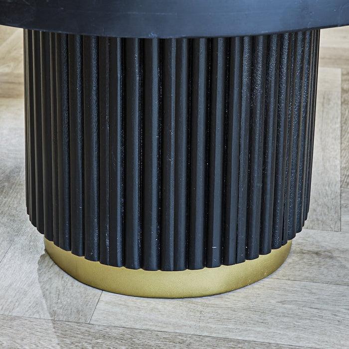Dimehouse Ronde Salontafel Zwart Elora Mangohout Met Gouden Detail Ø80 Cm