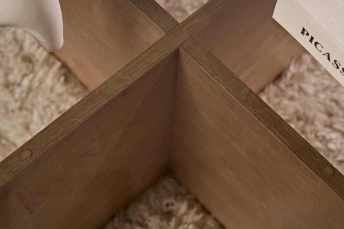 Dimehouse Salontafel Aris Rond 75 Cm Getint Glas - Melamine Eikenhout