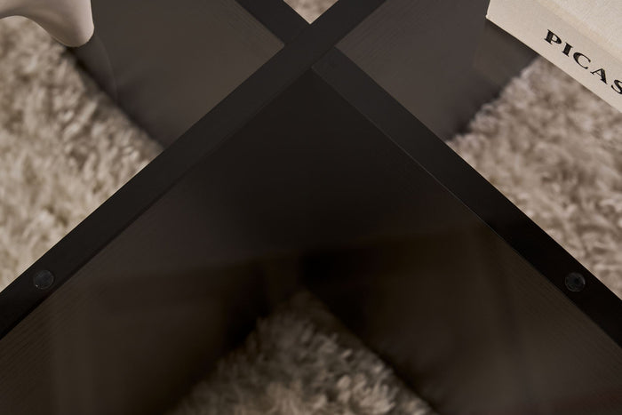 Dimehouse Salontafel Aris Rond 75 Cm Getint Glas - Zwart Onderstel