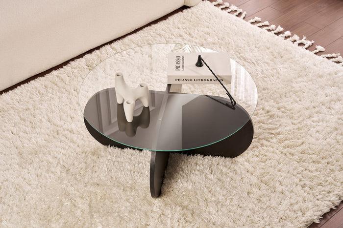 Dimehouse Salontafel Aris Rond 75 Cm Glas - Zwart Onderstel