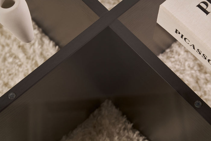 Dimehouse Salontafel Aris Rond 75 Cm Glas - Zwart Onderstel