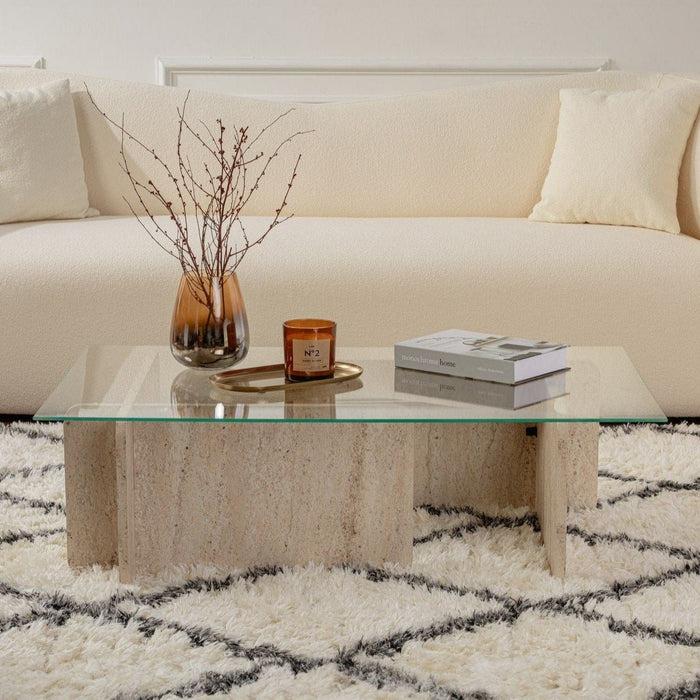 dimehouse Salontafel Glas Marmerlook Opal 105x65 cm