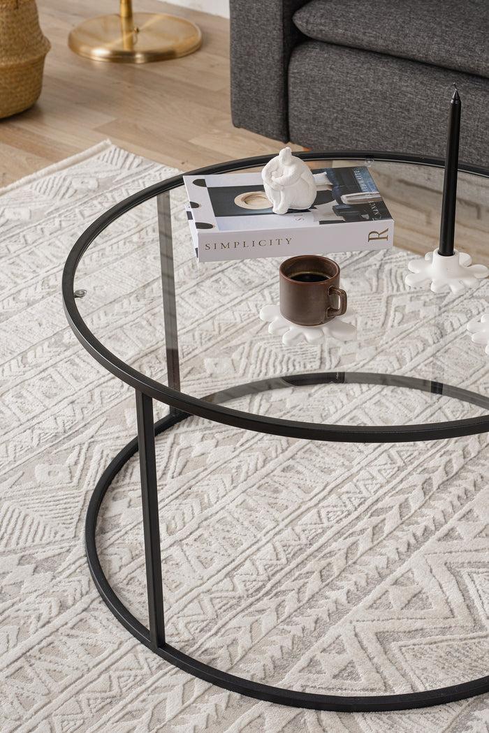 Dimehouse Salontafel Glas Rond 80 Cm Barlin - Zwart Frame