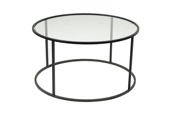 Dimehouse Salontafel Glas Rond 80 Cm Barlin - Zwart Frame