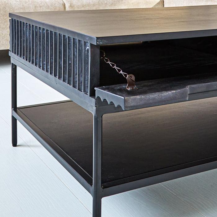 Dimehouse Salontafel Jonas Zwart Mangohout Met Opbergruimte 120x60 Cm