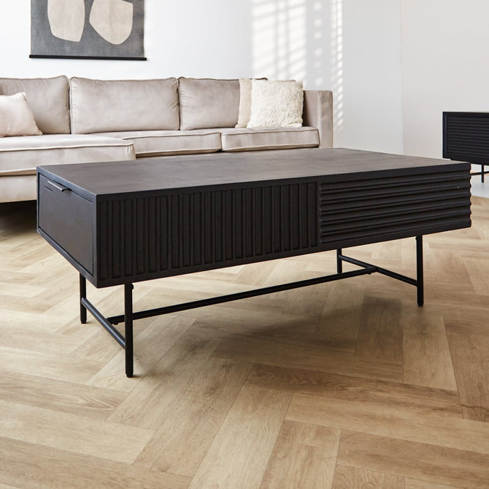 Dimehouse Salontafel Met Opbergruimte Jonas Space Zwart Mangohout 120x60 Cm