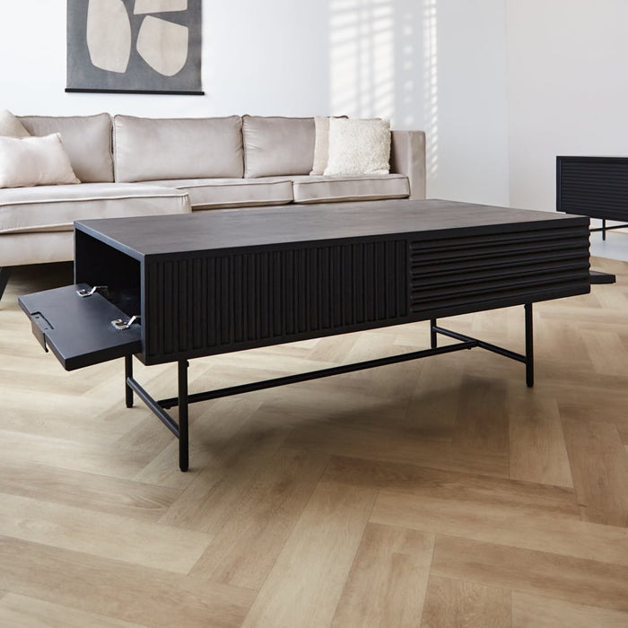 Dimehouse Salontafel Met Opbergruimte Jonas Space Zwart Mangohout 120x60 Cm