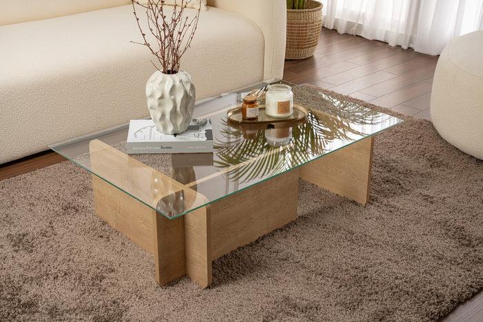 Dimehouse Salontafel Naturel Glas Opal 105x65x30 Cm