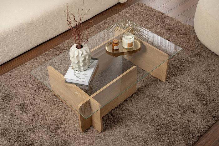 Dimehouse Salontafel Naturel Glas Opal 105x65x30 Cm