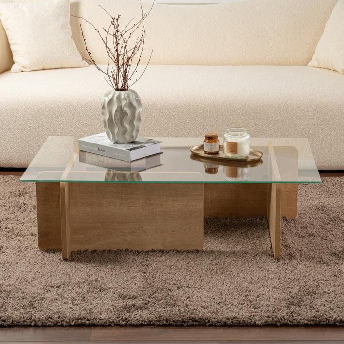dimehouse Salontafel Naturel Glas Opal 105x65x30 cm dimehouse Salontafel Naturel Glas Opal 105x65x30 cm