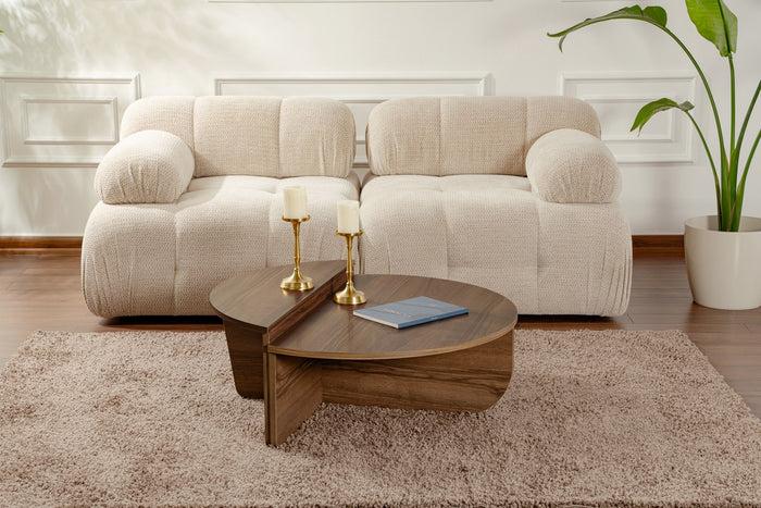 Dimehouse Salontafel Rond 85 Cm Naturel Walnoot Melamine Orin