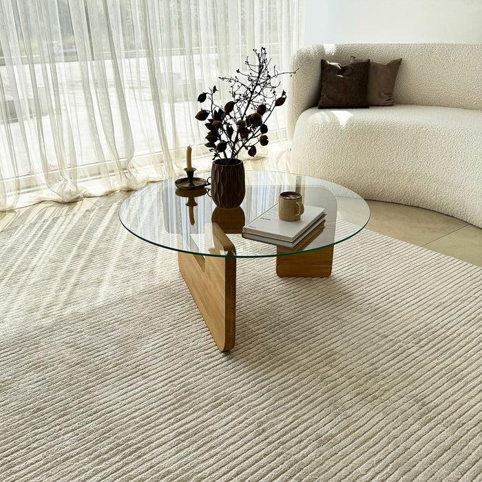 dimehouse Salontafel Rond Glas Mio - 75 cm - Houten onderstel dimehouse Salontafel Rond Glas Mio - 75 cm - Houten onderstel