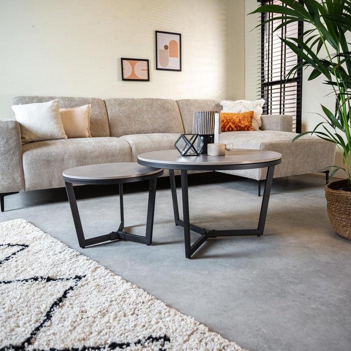 Dimehouse Salontafel Set Van 2 Brady Rond Marmerlook Grijs