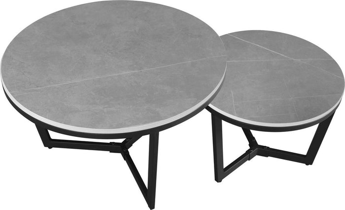 Dimehouse Salontafel Set Van 2 Brady Rond Marmerlook Grijs