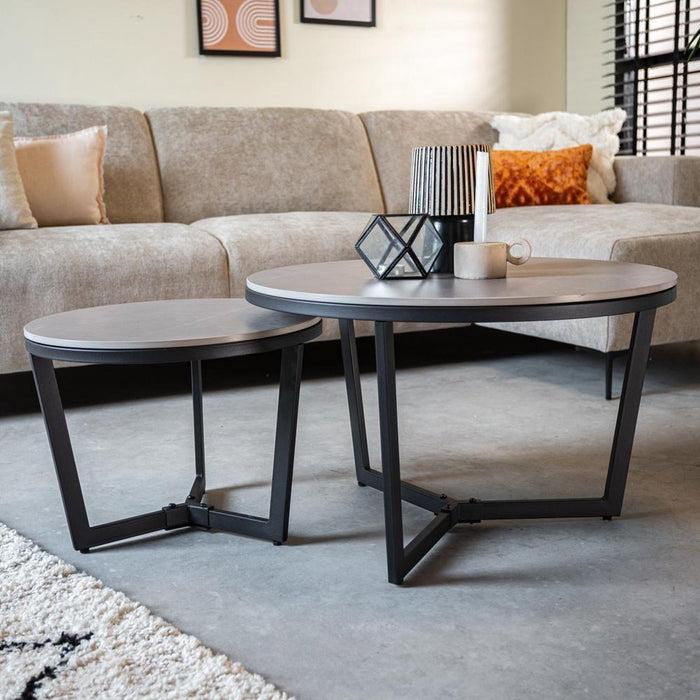 dimehouse Salontafel Set van 2 Brady Rond Marmerlook Grijs dimehouse Salontafel Set van 2 Brady Rond Marmerlook Grijs