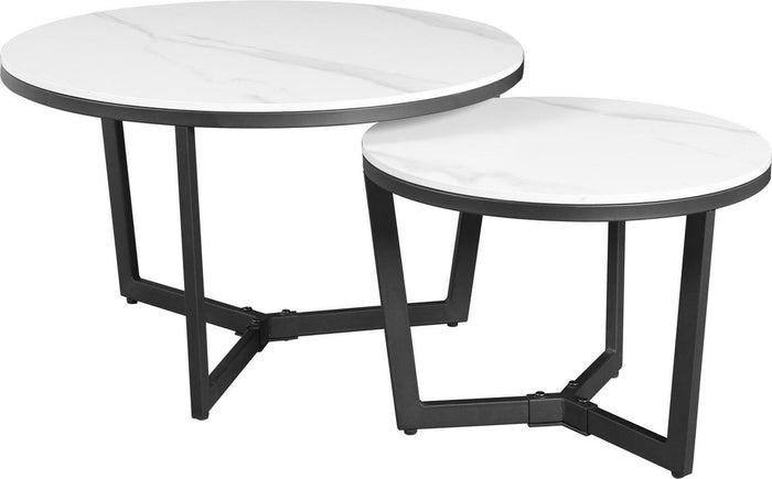 Dimehouse Salontafel Set Van 2 Brady Rond Marmerlook Wit