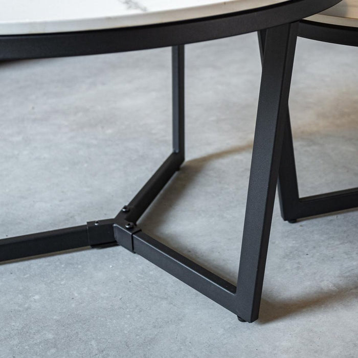 Dimehouse Salontafel Set Van 2 Brady Rond Marmerlook Wit