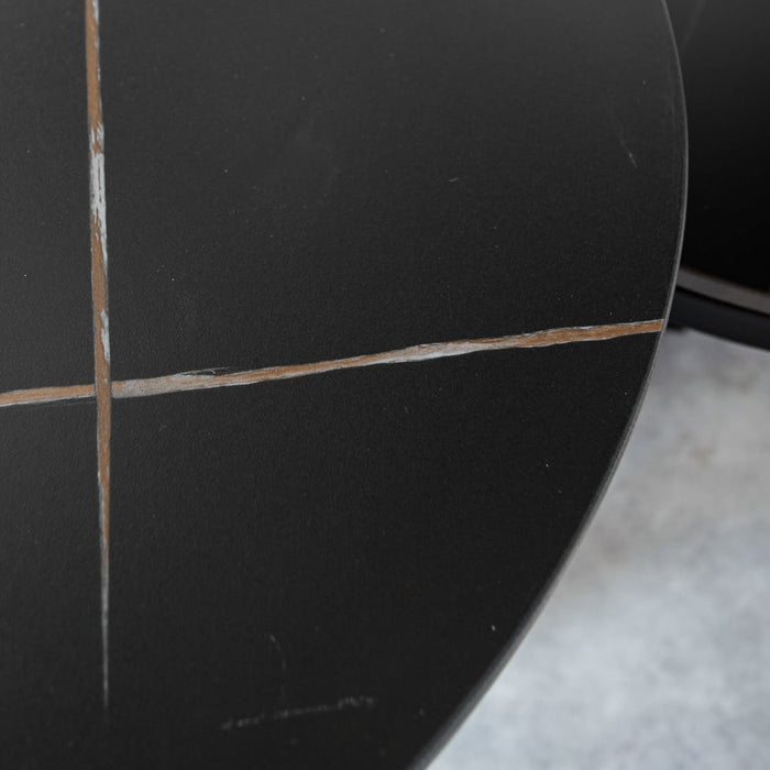 Dimehouse Salontafel Set Van 2 Brady Rond Marmerlook Zwart