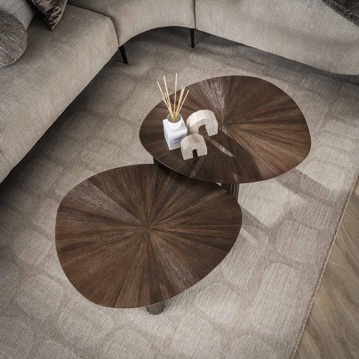 Dimehouse Salontafel Set Van 2 Myla Driehoekig Teakhout Bruin