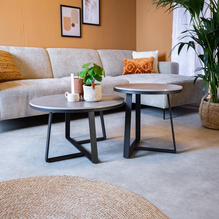 Dimehouse Salontafel Set Van 2 Tanner Rond Marmerlook Grijs