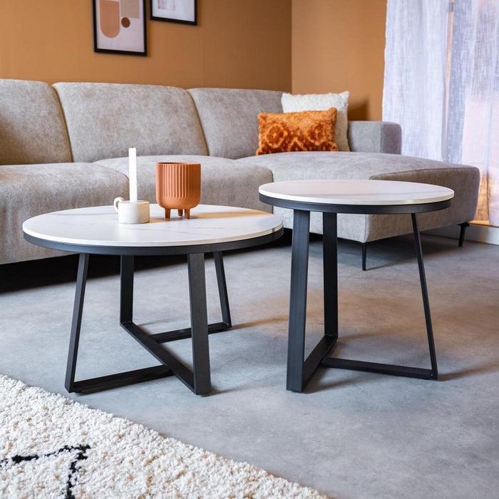 dimehouse Salontafel Set van 2 Tanner Rond Marmerlook Wit