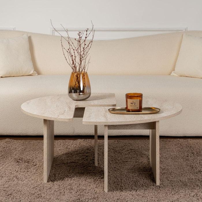 dimehouse Salontafel Set van 2 Travertijn Maira - Melamine dimehouse Salontafel Set van 2 Travertijn Maira - Melamine
