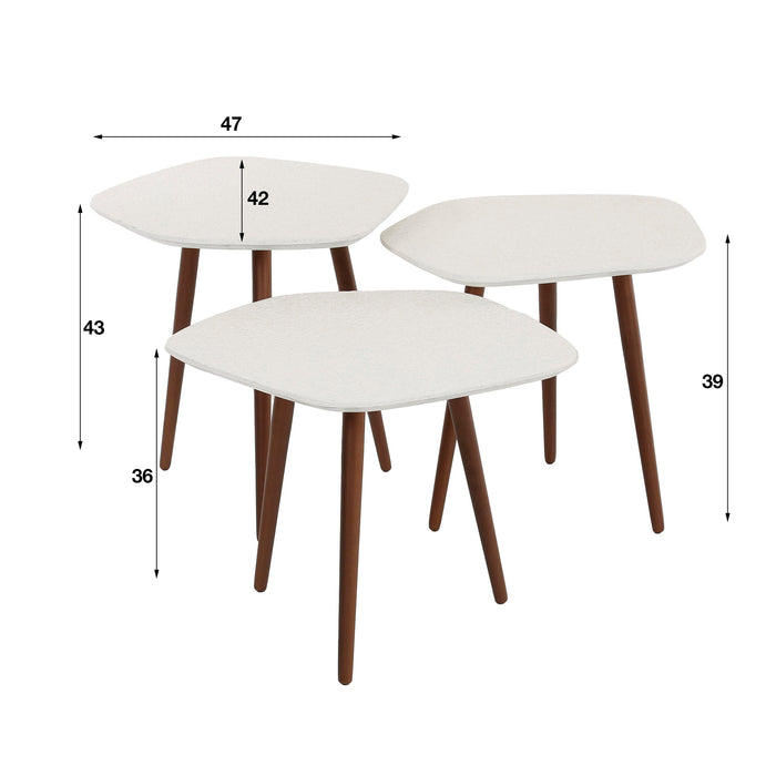 Dimehouse Salontafel Set Van 3 Sylas Vijfhoekig Wit Marmer Composiet - Brons Frame