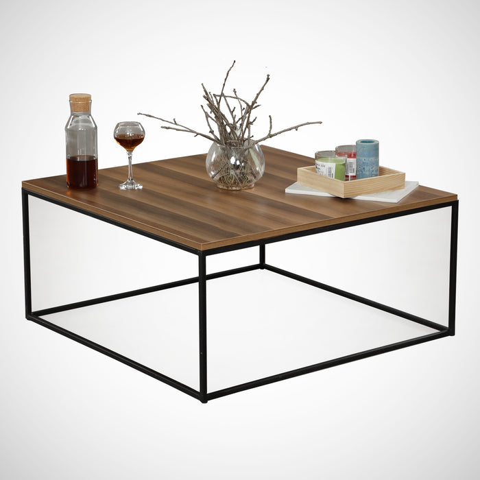 dimehouse Salontafel Vierkant 75x75 cm Pola - Walnoot Melamine