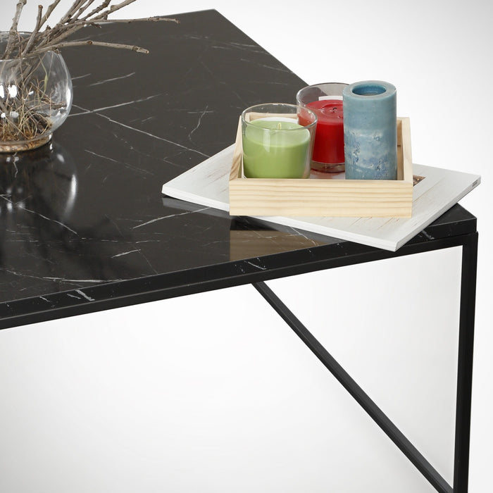 Dimehouse Salontafel Vierkant 75x75 Cm Pola - Zwart Marmerlook Melamine