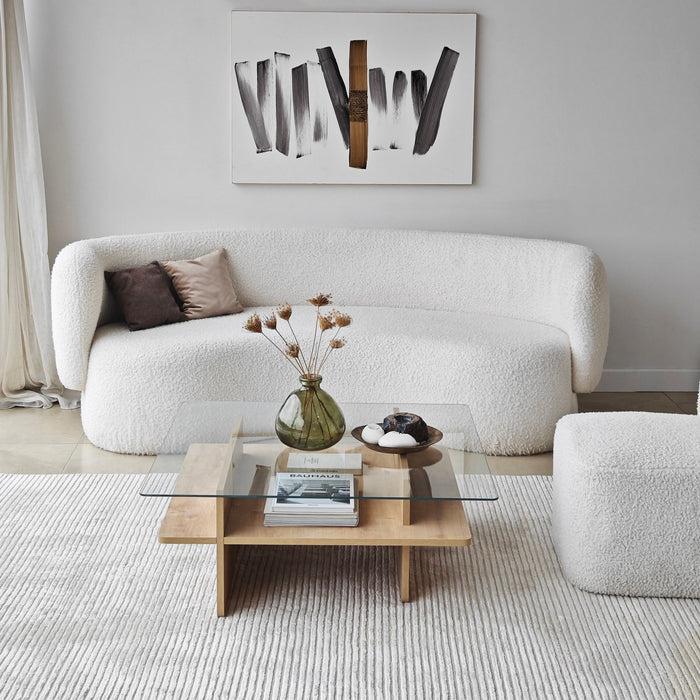 Dimehouse Salontafel Vierkant Glas Sagu - Sapphire Melamine Onderstel - 90x90 Cm