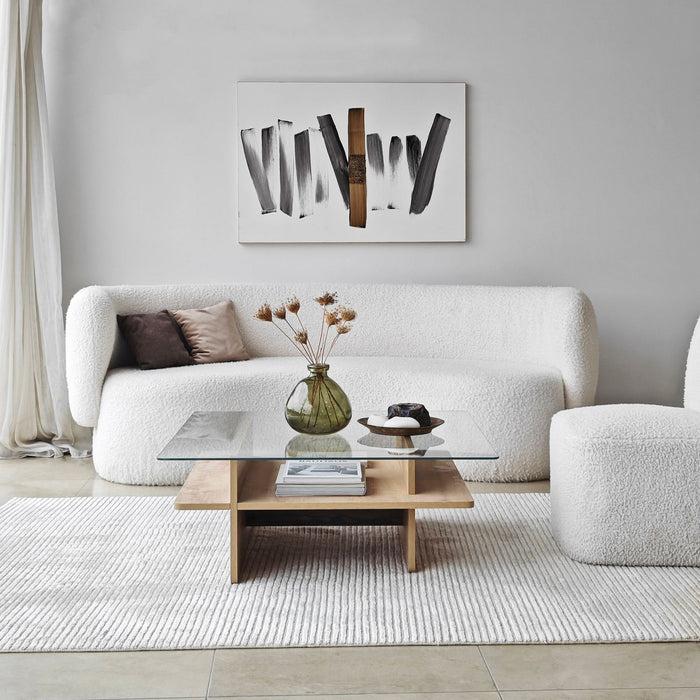 dimehouse Salontafel Vierkant Glas Sagu - Sapphire Melamine Onderstel - 90x90 cm