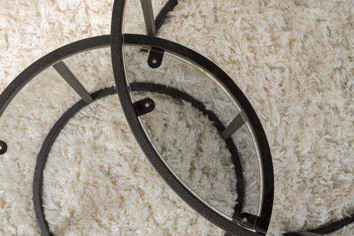 Dimehouse Salontafelset Van 2 Rond Glas - Zwart Frame - 60 42 Cm