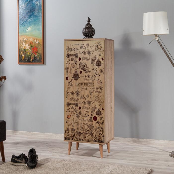Dimehouse Schoenenkast Filinta Sonoma Eik Tekening Melamine 50x135x38 Cm