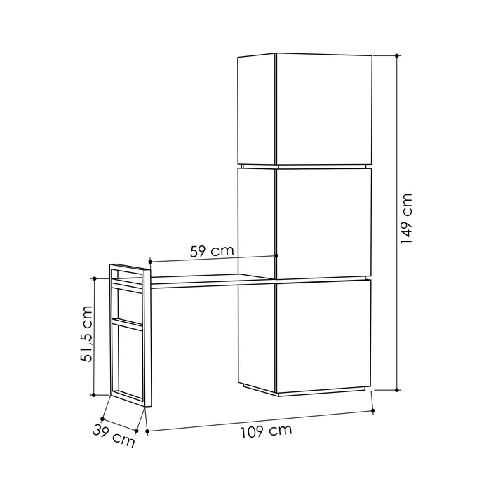 Dimehouse Schoenenkast Mello Eik Antraciet Melamine 109x149x39 Cm