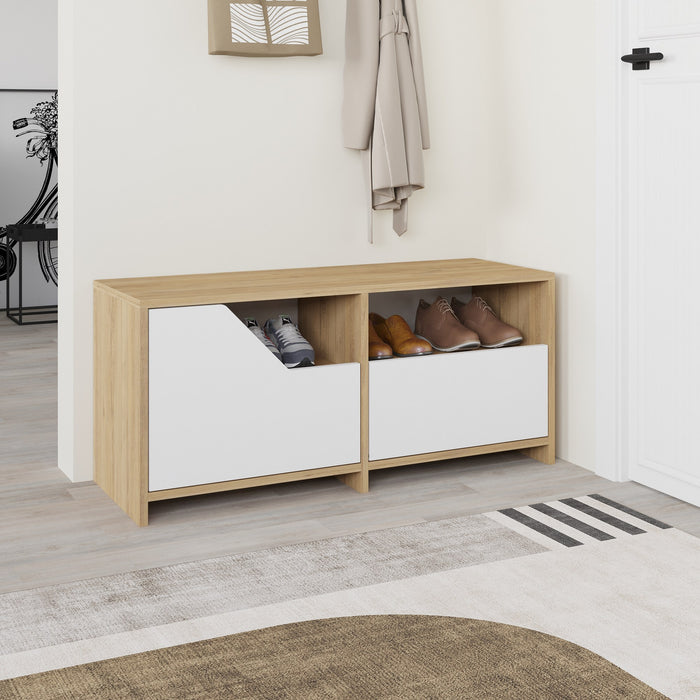 Dimehouse Schoenenkast Nexus Eik Wit Melamine 105x47x37 Cm