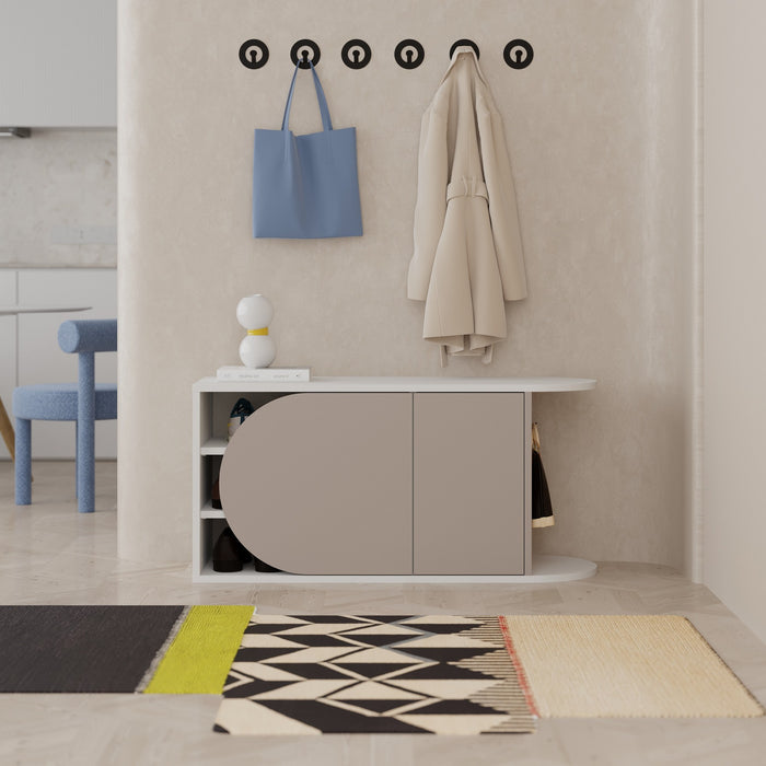 dimehouse Schoenenkast Nova Shoe Bench Mokka Wit Melamine 104x50x37 cm