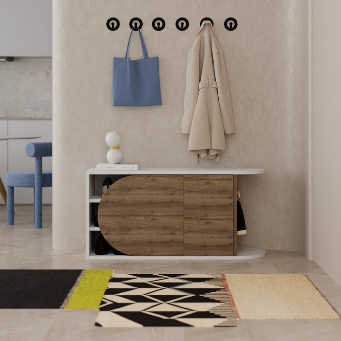 dimehouse Schoenenkast Nova Shoe Bench Naturel Wit Melamine 104x50x37 cm